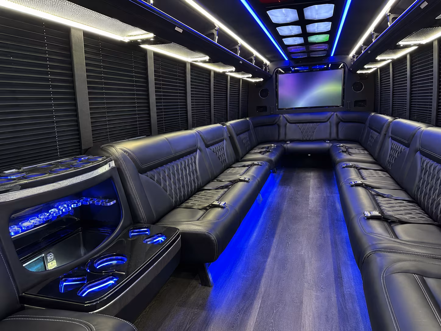 providence 20 passenger party bus inside